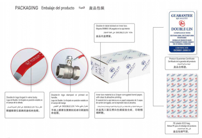 Шаровой кран DOUBLE-LIN с алюминиевой ручкой, выпуск из нержавеющей стали 304, латунные краны EAC LL2002